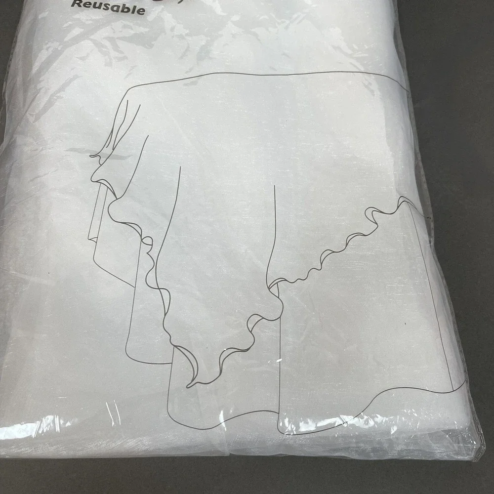 Natural Star Inc. NST Organza Table cover Ruffled‎ Edge White 80